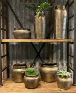 Bloempot Marrakesh - D27 X H25cm - Zilver Goud -Groen Decor Verkoop bloempot marrakesh serie 3 1