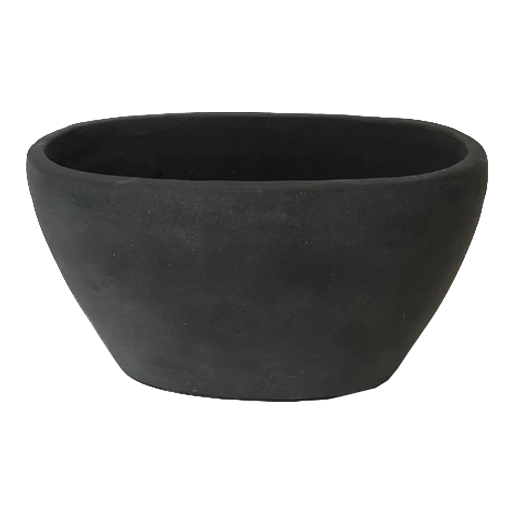 Bloempot Shanon Ovaal - L28 X B18 X H14cm - Mat Zwart