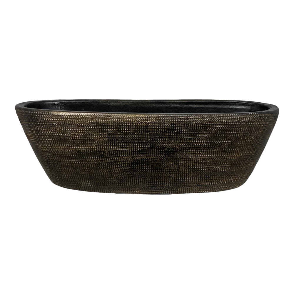 Bloempot Tokio Ovaal - L40 X B14 X H12cm - Goud 3 Bloempot Tokio Ovaal - L40 X B14 X H12cm - Goud