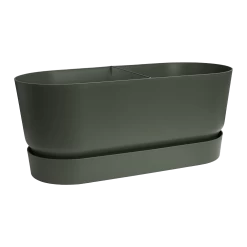 Bloembak Elho Greenville Terrace 80cm - Met Wielen - Bladgroen -Groen Decor Verkoop greenville terrace trough 80cm wheels plantenbak bladgroen 3 10