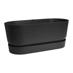 Bloembak Elho Greenville Terrace 80cm - Met Wielen - Living Black -Groen Decor Verkoop greenville terrace trough 80cm wheels plantenbak living black 3 9