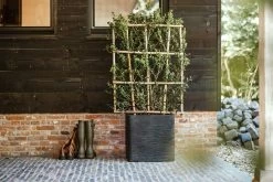 Capi Plantenbak Vierkant Nature Rib NL - L50 X B50 X H50cm - Zwart -Groen Decor Verkoop pot vierkant rib nl 50x50x50 zwart plantenbak 7 8