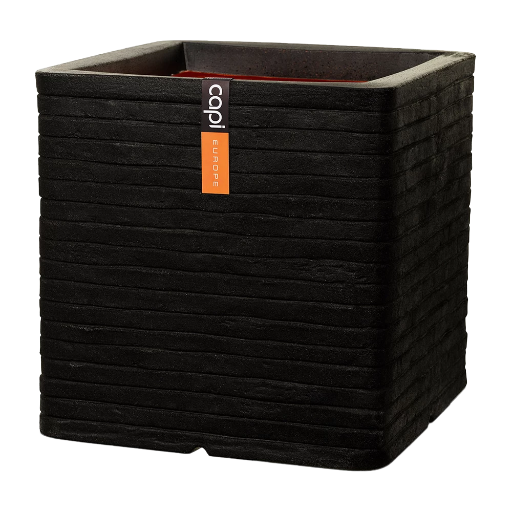 Capi Plantenbak Vierkant Nature Row NL - L40 X B40 X H40cm - Zwart 3 Capi Plantenbak Vierkant Nature Row NL - L40 X B40 X H40cm - Zwart
