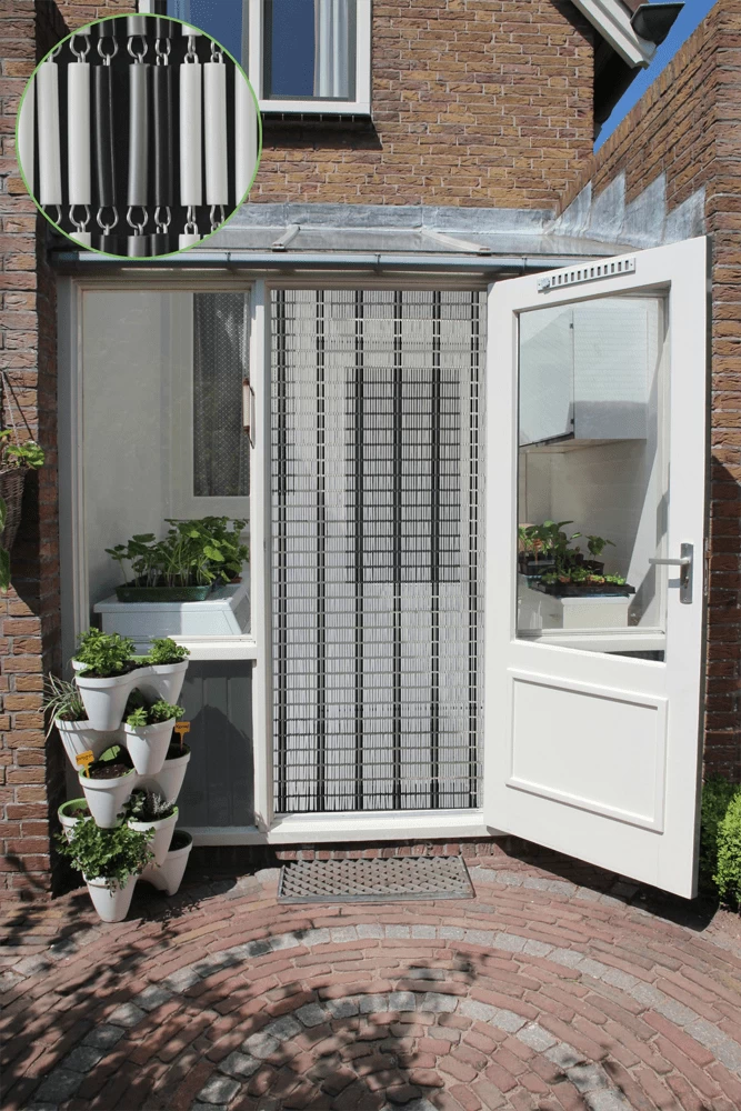 Vliegengordijn Banen - Wit/Zwart/Zilver - 100 X 232cm - Sun-Arts - Afbeelding 3