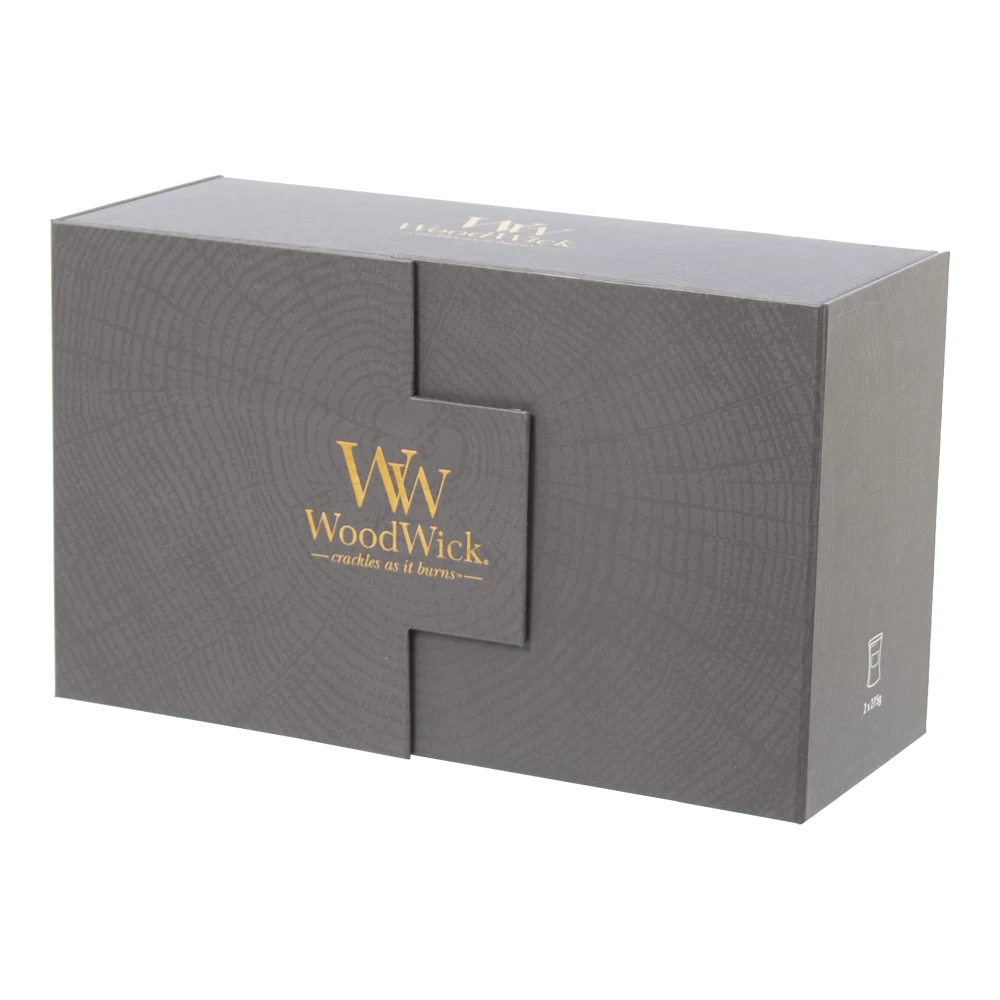 Woodwick Deluxe Gift Set Medium Candles Fireside & Linen - Geurkaars 4 Woodwick Deluxe Gift Set Medium Candles Fireside & Linen - Geurkaars - Afbeelding 2